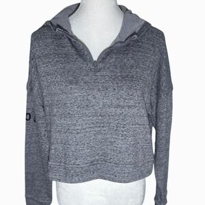 Under Armour Womens Gray Heathered Quarter Zip Cropped Hoodie XS Loose Fit